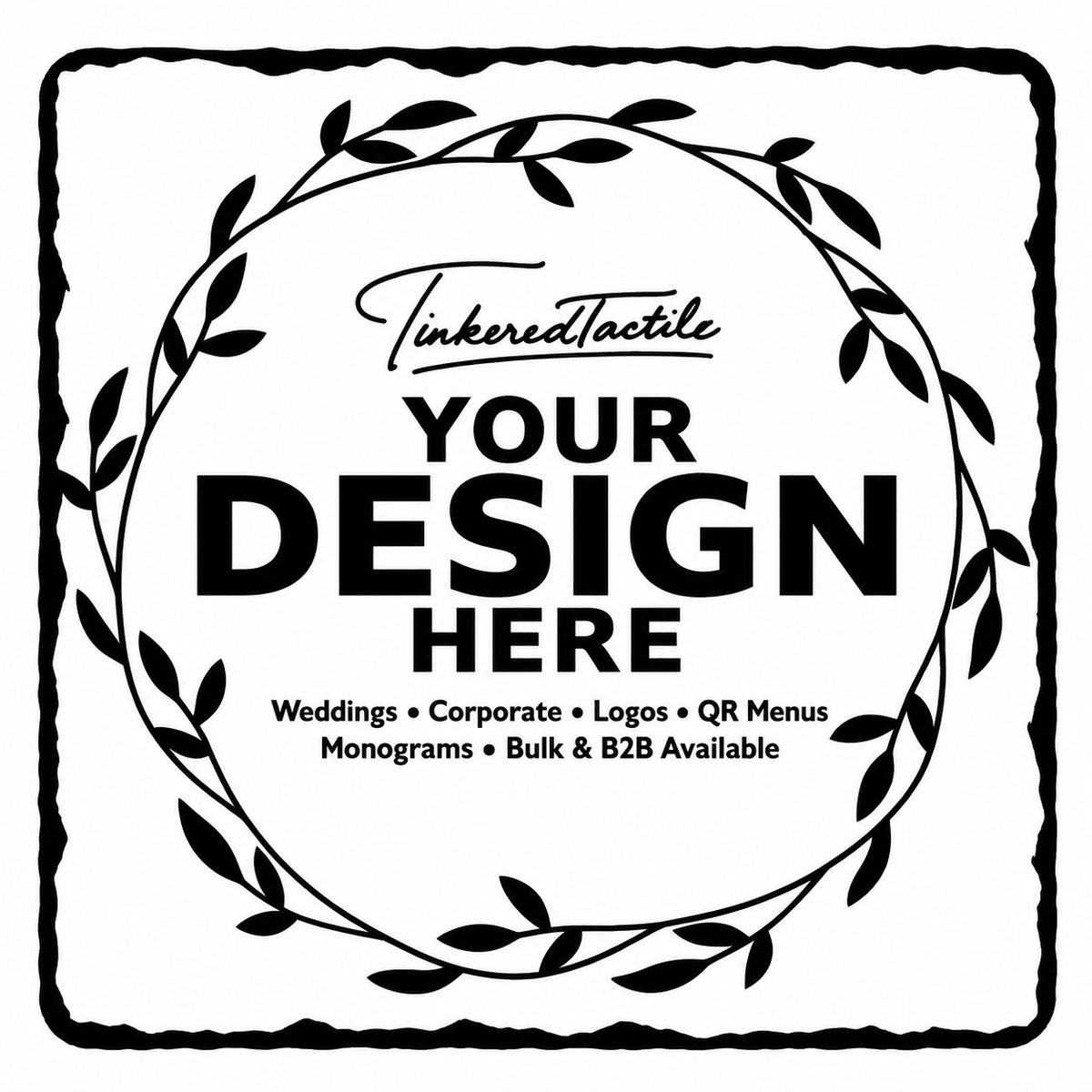The black and white engraving artwork behind the samples